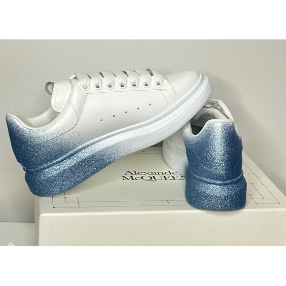 ALEXANDER McQueen Oversized Sneakers Ombre Blue Glitter Airbrush NEW size 38.5 - Picture 13 of 16